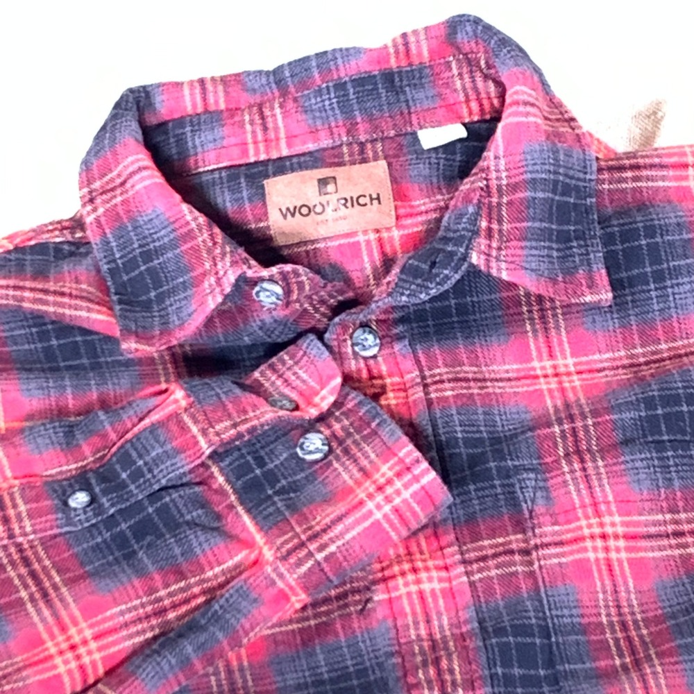 WOOLRICH Men Plaid Flannel Long Sleeve Button Up‎ Shirt Red Navy Soft size XL